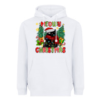 White meowy christmas black cat Heavyweight Hoodie - MaliasSmallBusiness