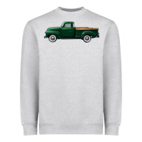 Heather Grey western green truck right side view Heavyweight Sweatshirt - FaDigitalArtStudio