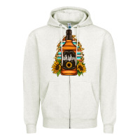 Oatmeal Heather whiskey bottle Zipper Hoodie - Jasminsmagicworld
