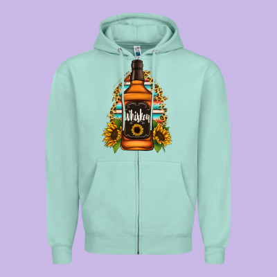 Whiskey Bottle Zipper Hoodie Designed By Jasminsmagicworld