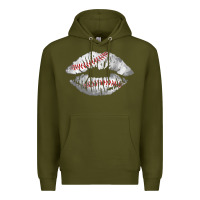 Army Green baseball lips Premium Hoodie - AdoDesignShop