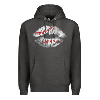 Charcoal Heather baseball lips Premium Hoodie - AdoDesignShop