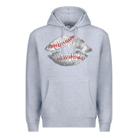 Heather Grey baseball lips Premium Hoodie - AdoDesignShop