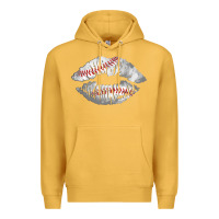 Mustard baseball lips Premium Hoodie - AdoDesignShop