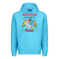 Ocean Blue unicorns are born in march Premium Hoodie - Jasminsmagicworld