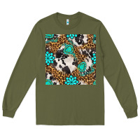 Army Green western turquoise seamless pattern Long Sleeve Tee - BundleAndBundleShop