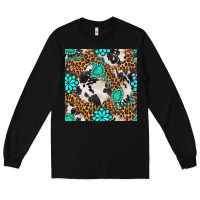 Black western turquoise seamless pattern Long Sleeve Tee - BundleAndBundleShop