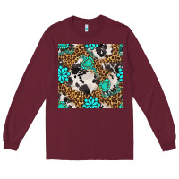 Burgundy western turquoise seamless pattern Long Sleeve Tee - BundleAndBundleShop