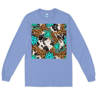 Colony Blue western turquoise seamless pattern Long Sleeve Tee - BundleAndBundleShop
