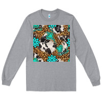 Heather Grey western turquoise seamless pattern Long Sleeve Tee - BundleAndBundleShop