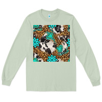 Matcha western turquoise seamless pattern Long Sleeve Tee - BundleAndBundleShop