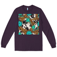 Plum western turquoise seamless pattern Long Sleeve Tee - BundleAndBundleShop