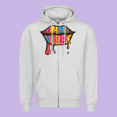 Summer Vibes Lips Zipper Hoodie Designed By Jasminsmagicworld