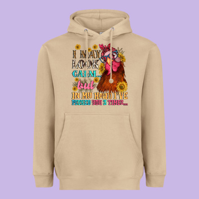 I May Look Calm But In My Head I Pecked You Three Heavyweight Hoodie Designed By Nancycooperartshop
