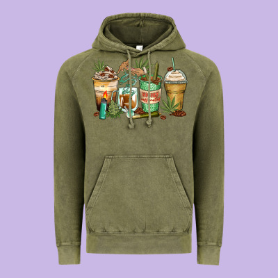 Highly Caffeinated Coffee Cups Vintage Hoodie Designed By Zillion Design Studio