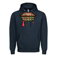 Navy summer vibes watermelon lips Zipper Hoodie - Jasminsmagicworld