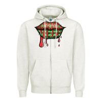 Oatmeal Heather summer vibes watermelon lips Zipper Hoodie - Jasminsmagicworld