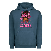 Pigment Midnight Navy lets beat cancer afro messy bun Urban Hoodie - texasbilliewilder