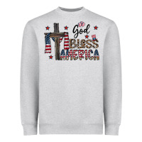 Heather Grey god bless america Heavyweight Sweatshirt - CowhideDigitalArt