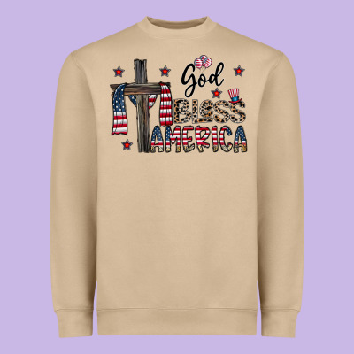 God Bless America Heavyweight Sweatshirt Designed By Cowhidedigitalart
