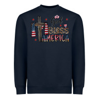 Navy god bless america Heavyweight Sweatshirt - CowhideDigitalArt