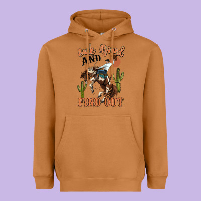 Buck Around And Find Out Rodeo Cowboy Heavyweight Hoodie Designed By Maliassmallbusiness