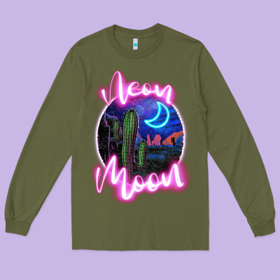 Neon Moon Long Sleeve Tee Designed By Jahusdesignshop
