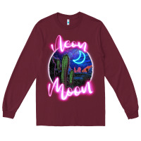 Burgundy neon moon Long Sleeve Tee - JahusDesignShop