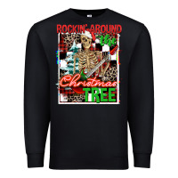 Black Rockin' around the Christmas tree skeleton Premium Sweatshirt - NancyCooperArtShop
