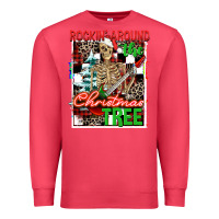 Cardinal Rockin' around the Christmas tree skeleton Premium Sweatshirt - NancyCooperArtShop