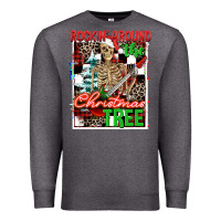 Charcoal Heather Rockin' around the Christmas tree skeleton Premium Sweatshirt - NancyCooperArtShop