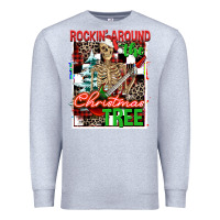 Heather Grey Rockin' around the Christmas tree skeleton Premium Sweatshirt - NancyCooperArtShop