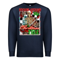 Navy Rockin' around the Christmas tree skeleton Premium Sweatshirt - NancyCooperArtShop