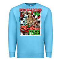 Ocean Blue Rockin' around the Christmas tree skeleton Premium Sweatshirt - NancyCooperArtShop