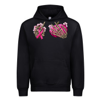 Black Breast Cancer skeleton hands Urban Hoodie - NancyCooperArtShop
