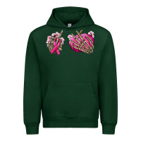 Forest Green Breast Cancer skeleton hands Urban Hoodie - NancyCooperArtShop