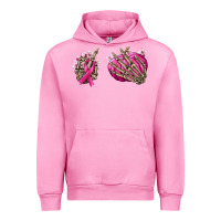 Fuchsia Pink Breast Cancer skeleton hands Urban Hoodie - NancyCooperArtShop