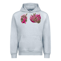 Heather Grey Breast Cancer skeleton hands Urban Hoodie - NancyCooperArtShop