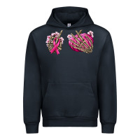 Navy Breast Cancer skeleton hands Urban Hoodie - NancyCooperArtShop