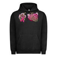 Pigment Black Breast Cancer skeleton hands Urban Hoodie - NancyCooperArtShop