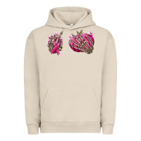 Pigment French Oak Breast Cancer skeleton hands Urban Hoodie - NancyCooperArtShop