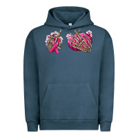Pigment Midnight Navy Breast Cancer skeleton hands Urban Hoodie - NancyCooperArtShop