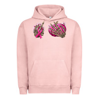 Pigment Salmon Breast Cancer skeleton hands Urban Hoodie - NancyCooperArtShop