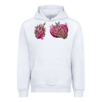 White Breast Cancer skeleton hands Urban Hoodie - NancyCooperArtShop