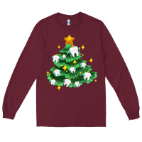 Burgundy Christmas tree with teeth Long Sleeve Tee - AdoDesignShop