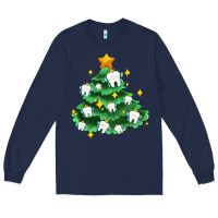 Navy Christmas tree with teeth Long Sleeve Tee - AdoDesignShop