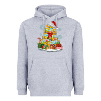 Heather Grey christmas tree with school bus Heavyweight Hoodie - MaliasSmallBusiness
