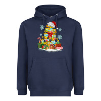 Navy christmas tree with school bus Heavyweight Hoodie - MaliasSmallBusiness