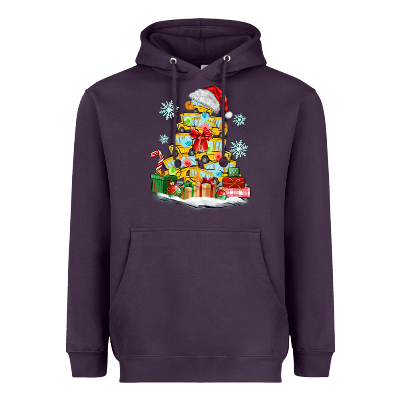 Christmas Tree With School Bus Heavyweight Hoodie by MaliasSmallBusiness | Teevron