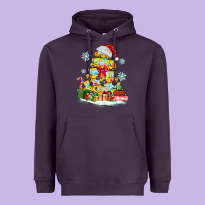 Christmas Tree With School Bus Heavyweight Hoodie Designed By Maliassmallbusiness
